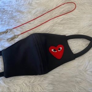 Face Mask Embroidered Heart w/ Lanyard